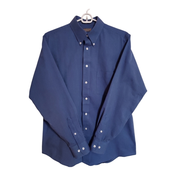 Claybrooke Blue Button Down Wrinkle Free Long Sleeve Dress Shirt Size 15.5 - Picture 2 of 7